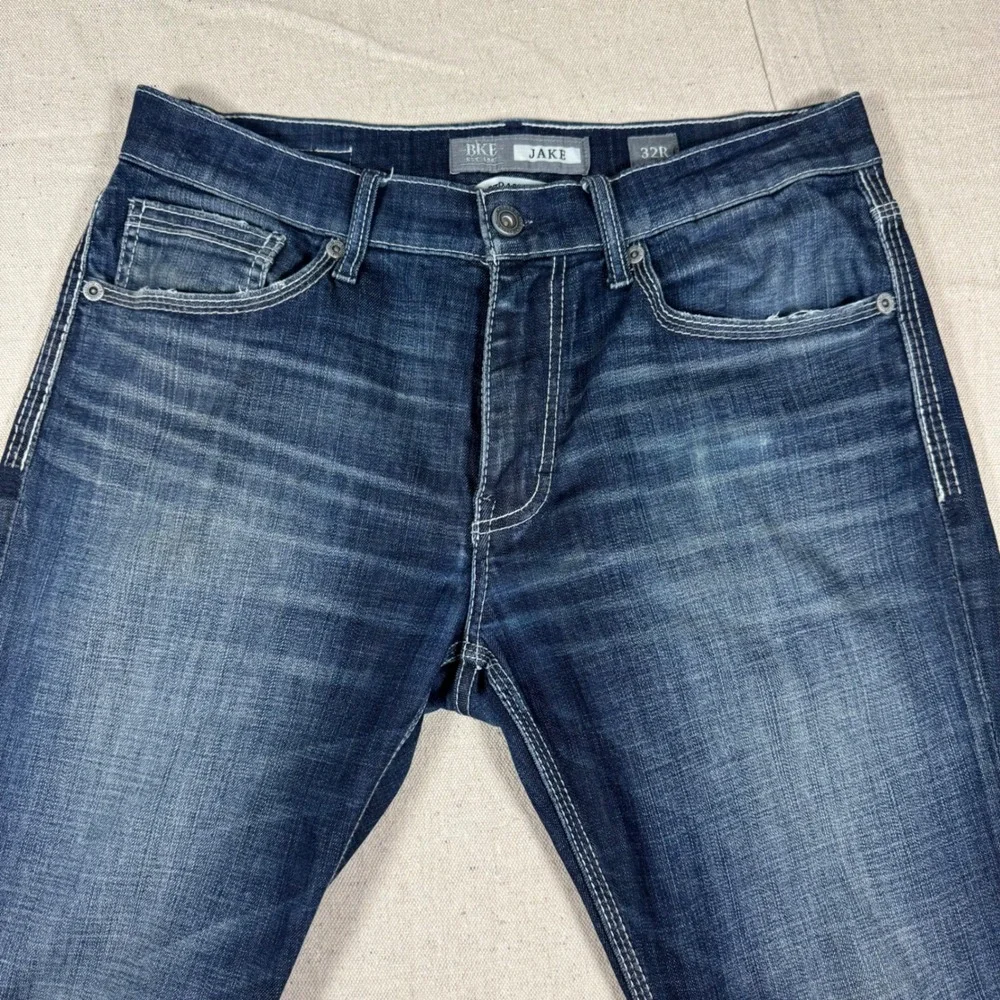 BKE Jake Straight Leg Jeans Mens 32R Dark Wash Excellent ABP16190 Stretch